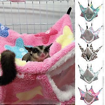 Winter Comfortable Fluffy Pet Hammock Saves Spacing Mountable Hanging Sleeping Bed House for Small Pets Hamsters Squirrels