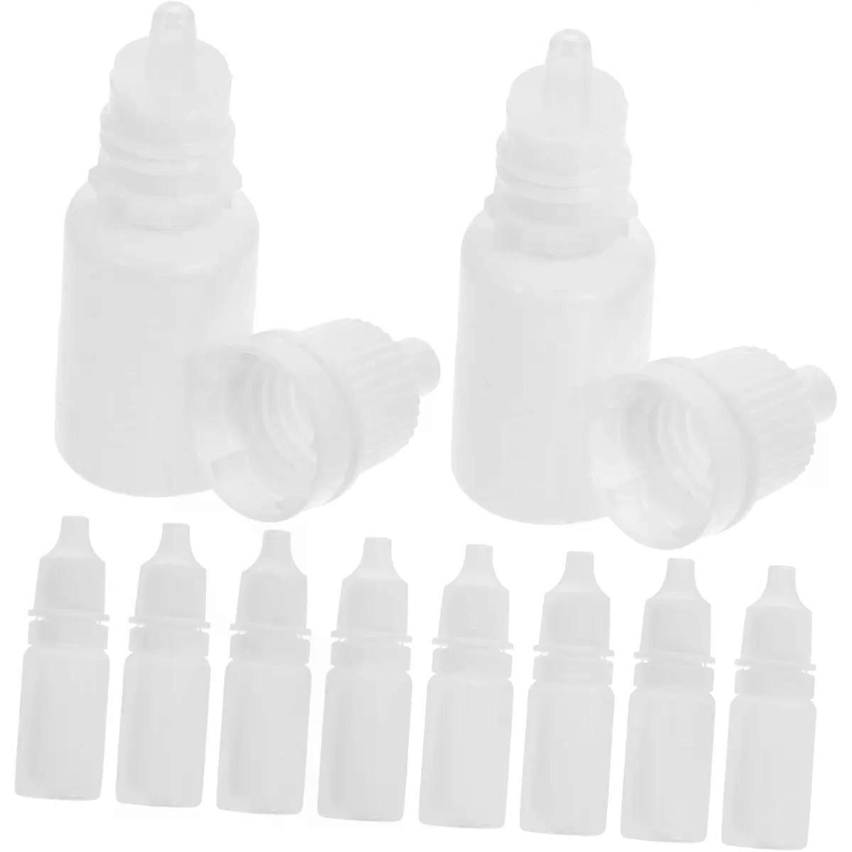 10pcs White Plastic Eye Liquid Dropper Bottles 5ml 10ml