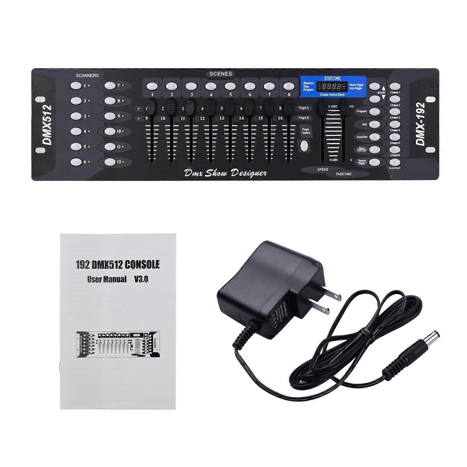  512 Light Controller Console Panel 192CH Programming Function Sound Activated with LED Screen for Stage DJ Pubs Bar Party   Wedding Par Light