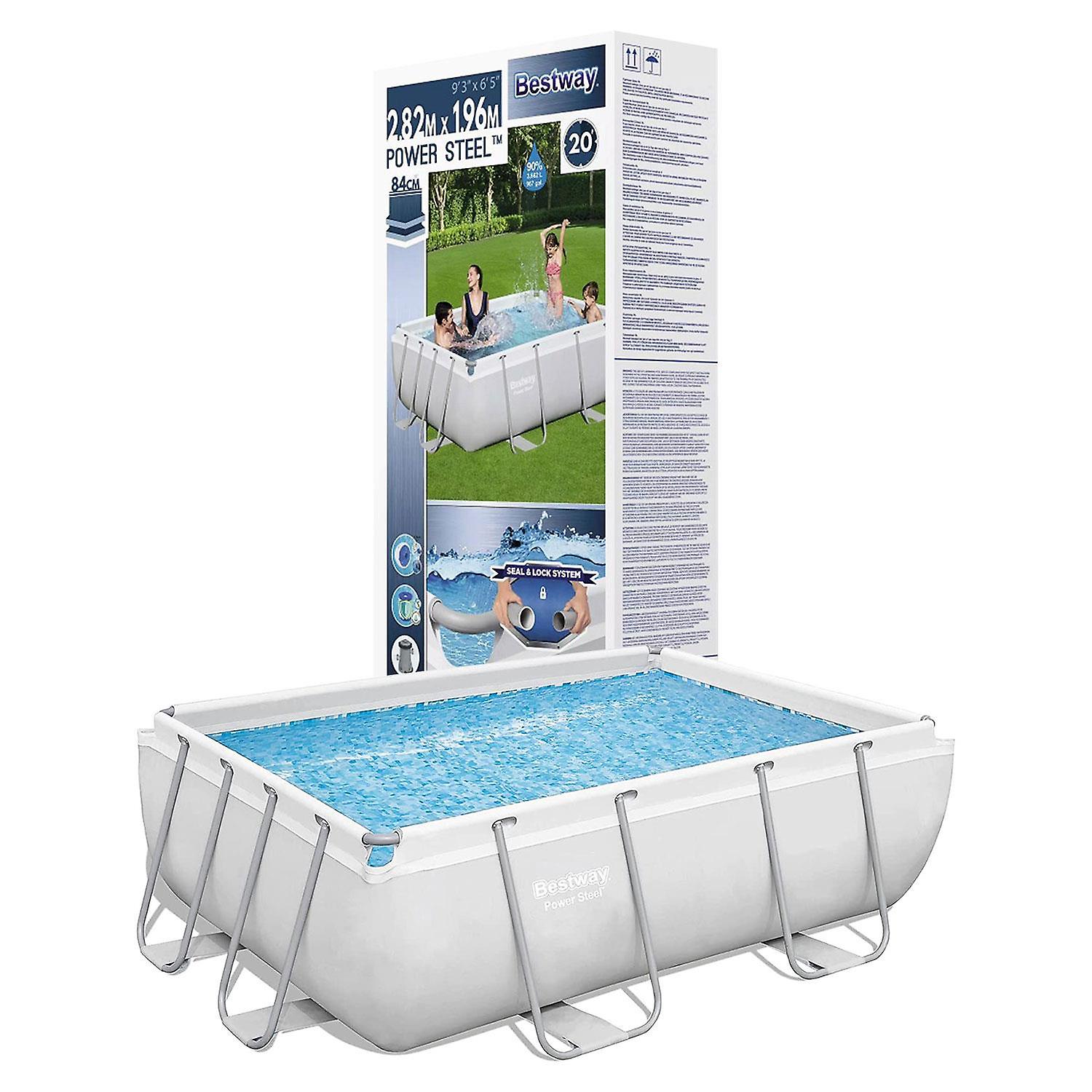 Bestway PowerSteel 9’3″x6’5″x33″ Rectangular Pool with Filter Pump & RepairPatch