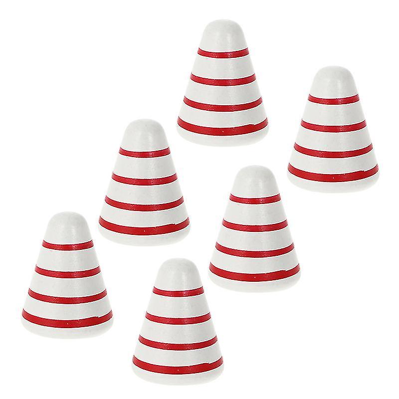 4X2.9x2.9cm White Red 6 Toy Tools 6pcs Delicate Wooden Roadblock Toys Practical Road Cone Toys Kids