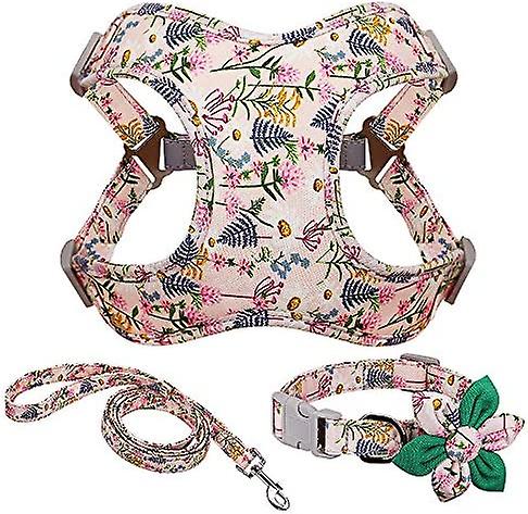YOITEA Multi-Colored Dog Harness and Leash Set,No Pull Adjustable Reflective Step in Vest Harness and Collar for Small,Medium