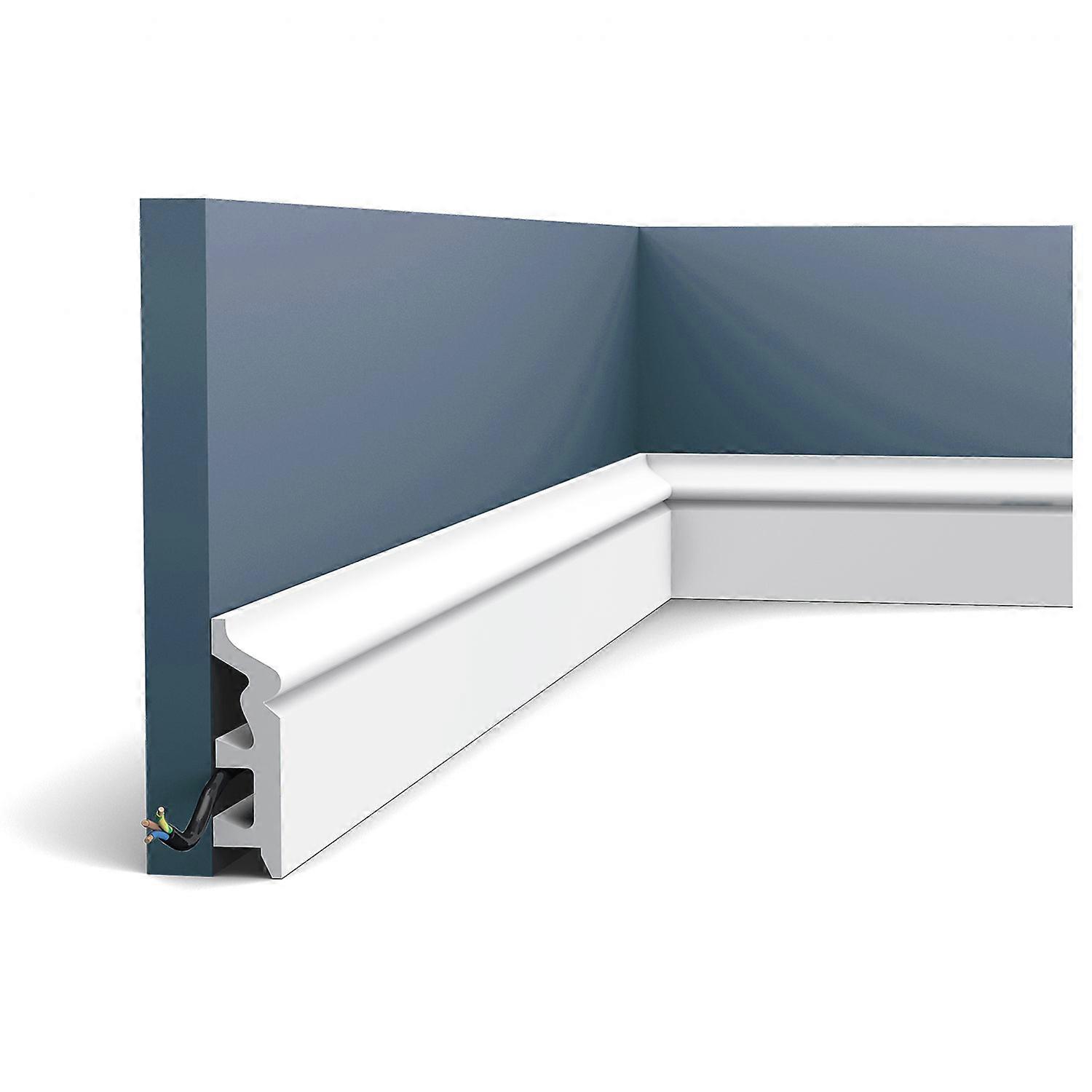 Orac Decor 1 x Skirting SX122 AXXENT white Duropolymer® pre-primed lightweight, dimensionally stable, shockproof with cable