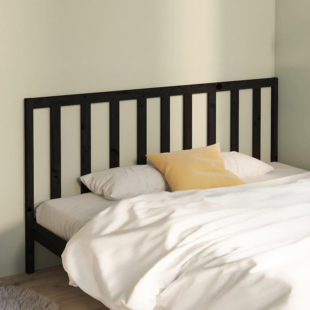 Headboard Black 186x4x100 cm Solid Pine Wood