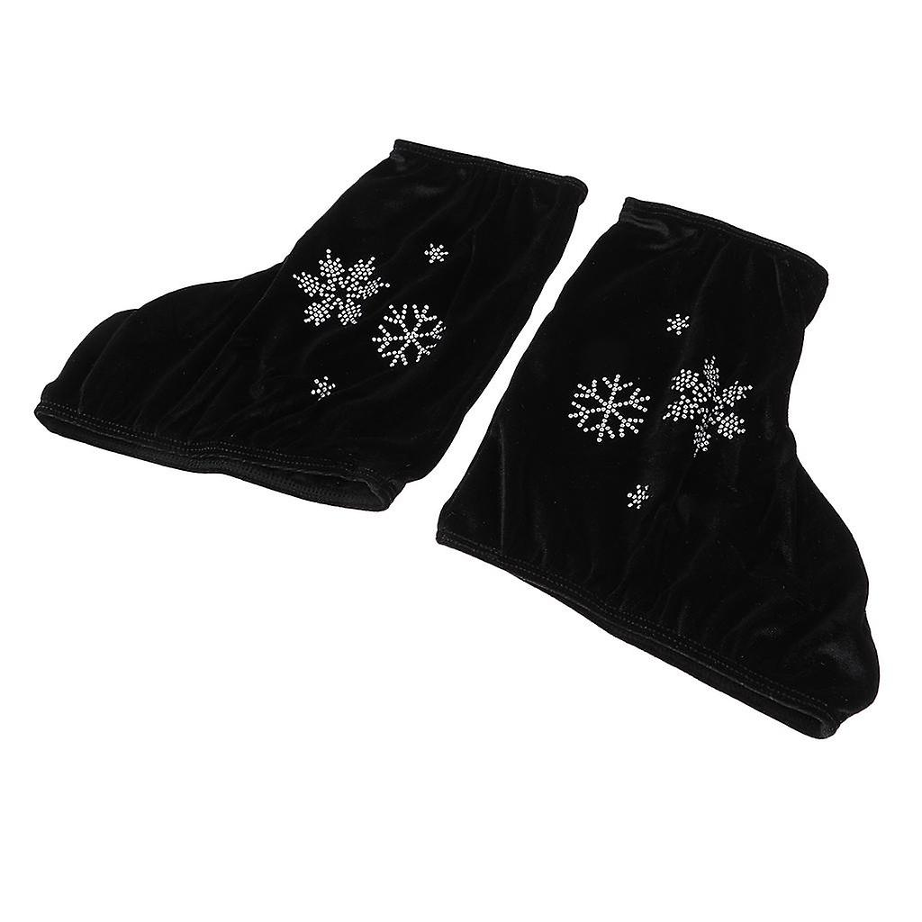 2pcs Ice Skate Boot Covers Protector for Figure Skating Velvet Black-L