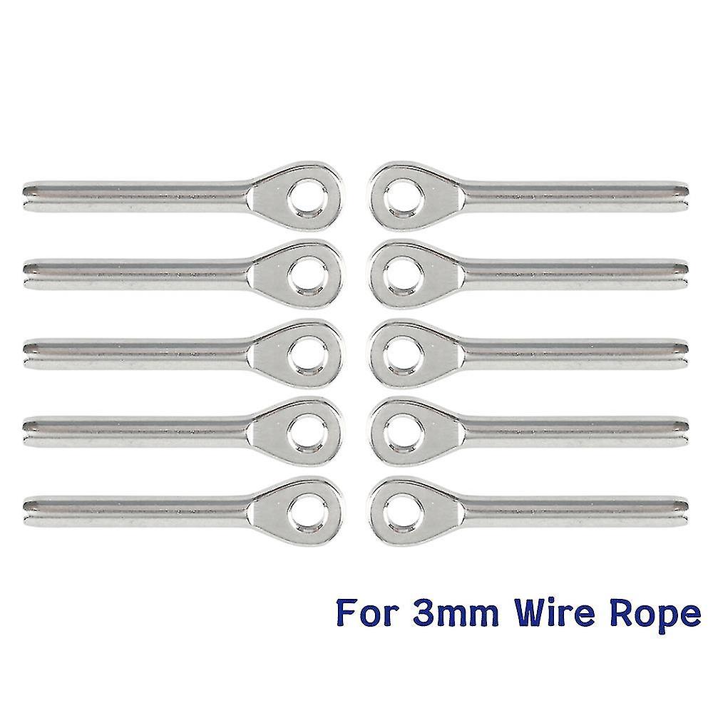10pcs 3mm Swage Eye Terminal T316 Stainless Steel Wire Rope Fitting For 1/8'' Cable Railing Assembli