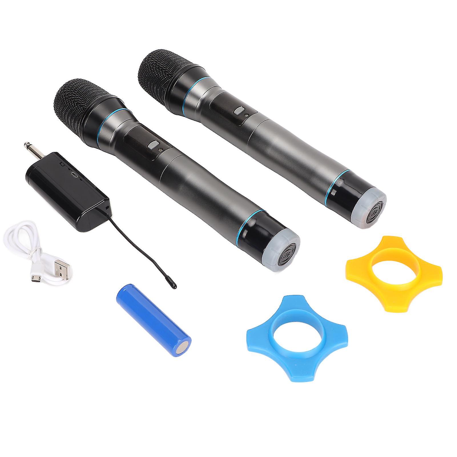 UHF Wireless Microphone Dual Handheld Microphone with Rechargeable Output 6.35 Receiver