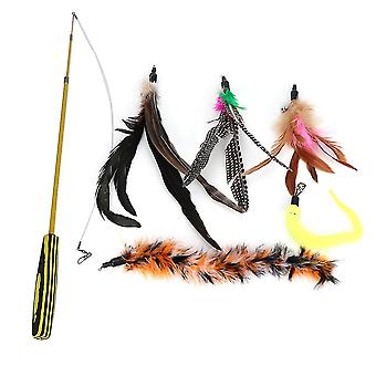 Pet Wand Kitten Pet Play Toy Cat Bell Three Section Telescopic Rod Set Interactive Toy