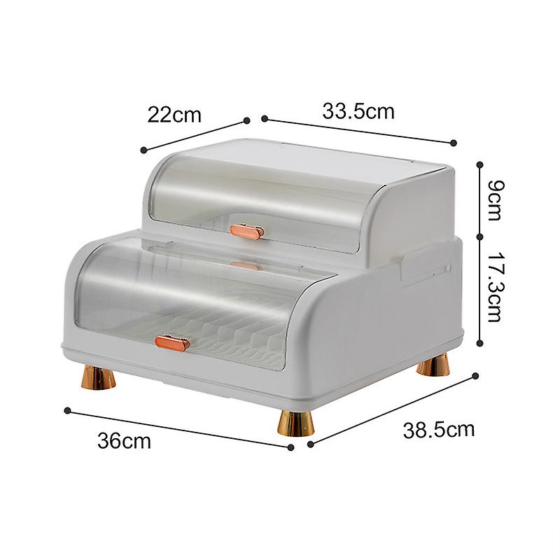 Plastic Tableware Drainer Storage Box with Lid - Dish and Chopsticks Drying Box, Draining Bowl Rack for Kitchen Organization(White)
