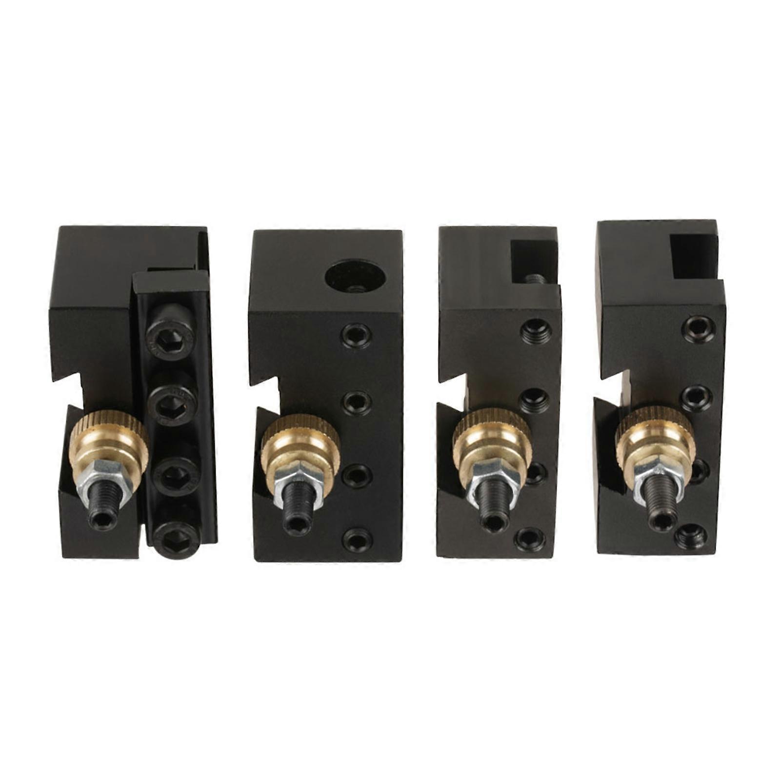 4pcs Mini Lathe Quick Change Tool Post Holder Kit 5x5cm Black