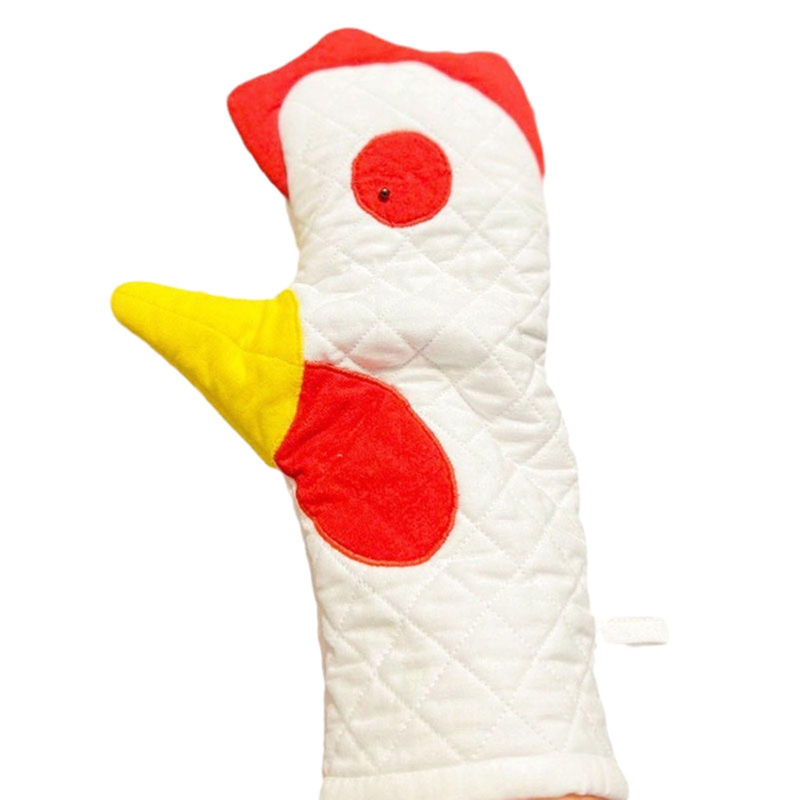 Rooster Shape Thermal Insulation Mitts Professional Anti-heating Gloves for Kitchen
