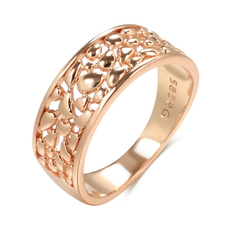 Retro gold hollow ring electroplated rose gold engraved pattern ring