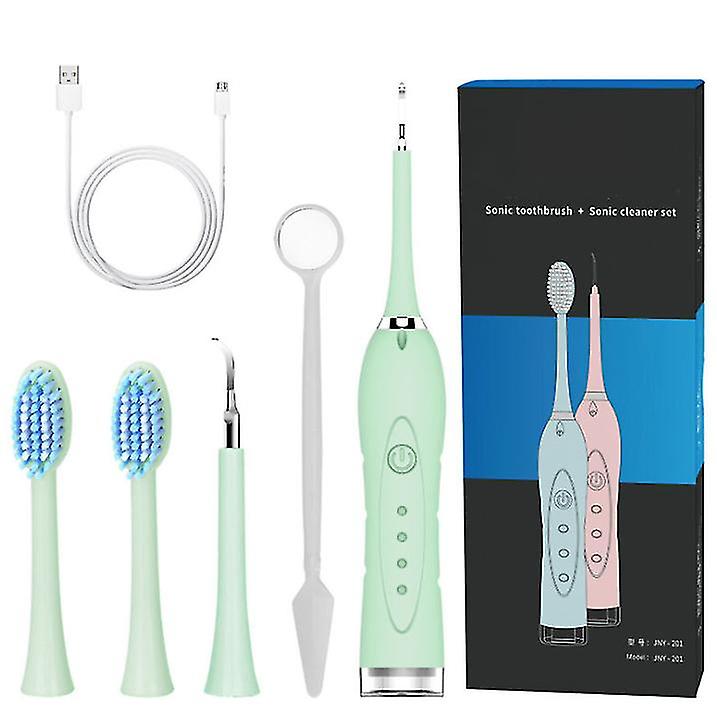 Green Electric Ultrasonic Tooth Cleaner With Usb Charging