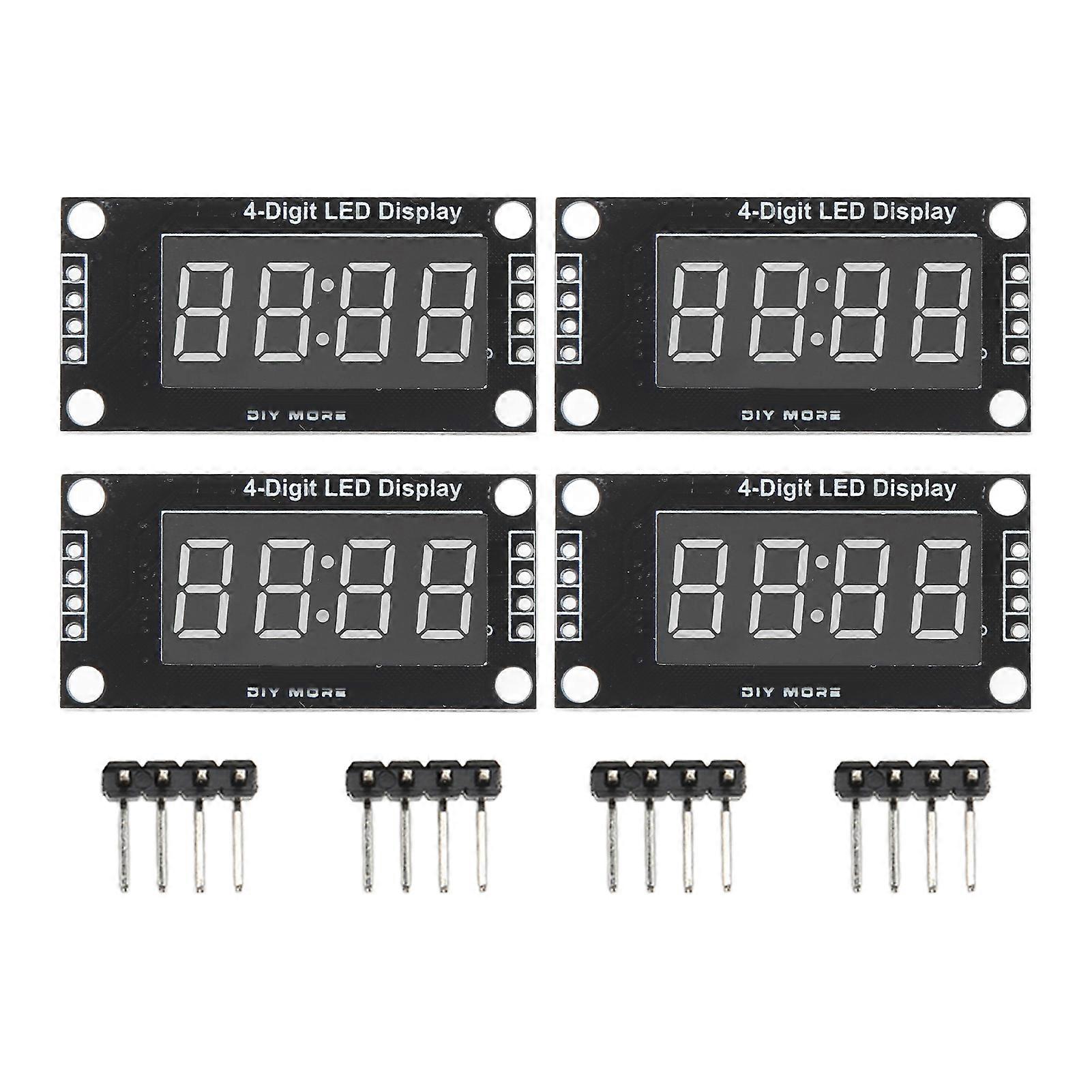 4 Sets Digital Tube Display Module LED 4 Digit 7 Segment 0.36in TM1637 Drive Chip Red MRA110G