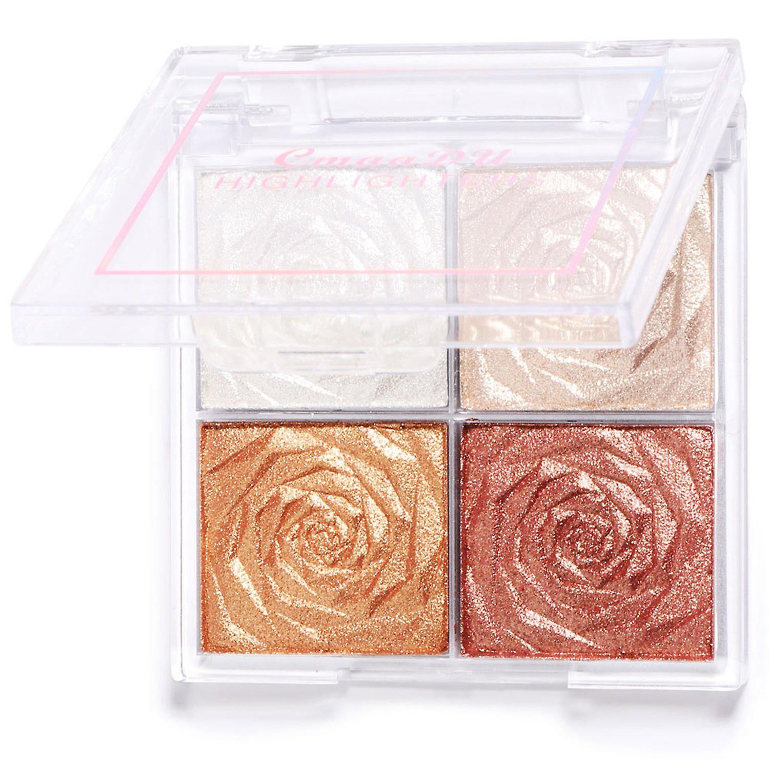 Blush Palette Long Lasting Waterproof Silky 4-Color Highlighter Eyeshadow Blush Palette for Party