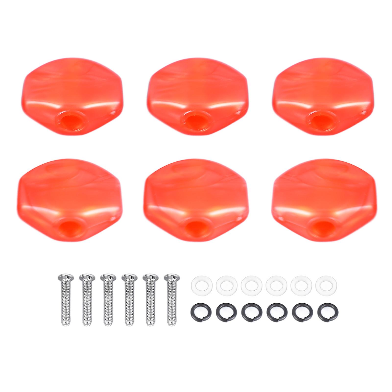 6Pcs Guitar Tuning Peg Cap Plastic Tuner Key Cover Machine Head Knob Cap for Replacement Red
