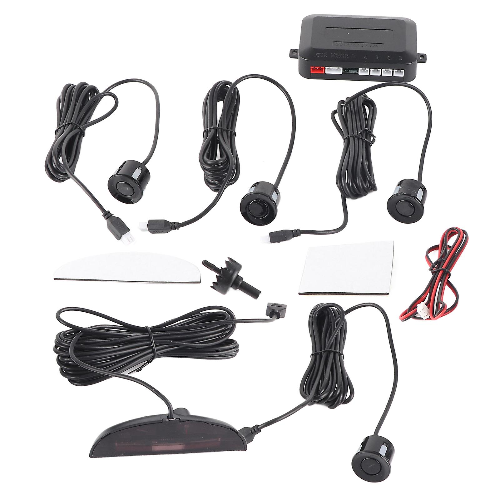 Car Parking Sensor Kit Reverse Backup Radar System with 4 Probes LED Display Buzzer Beep Alarm 
