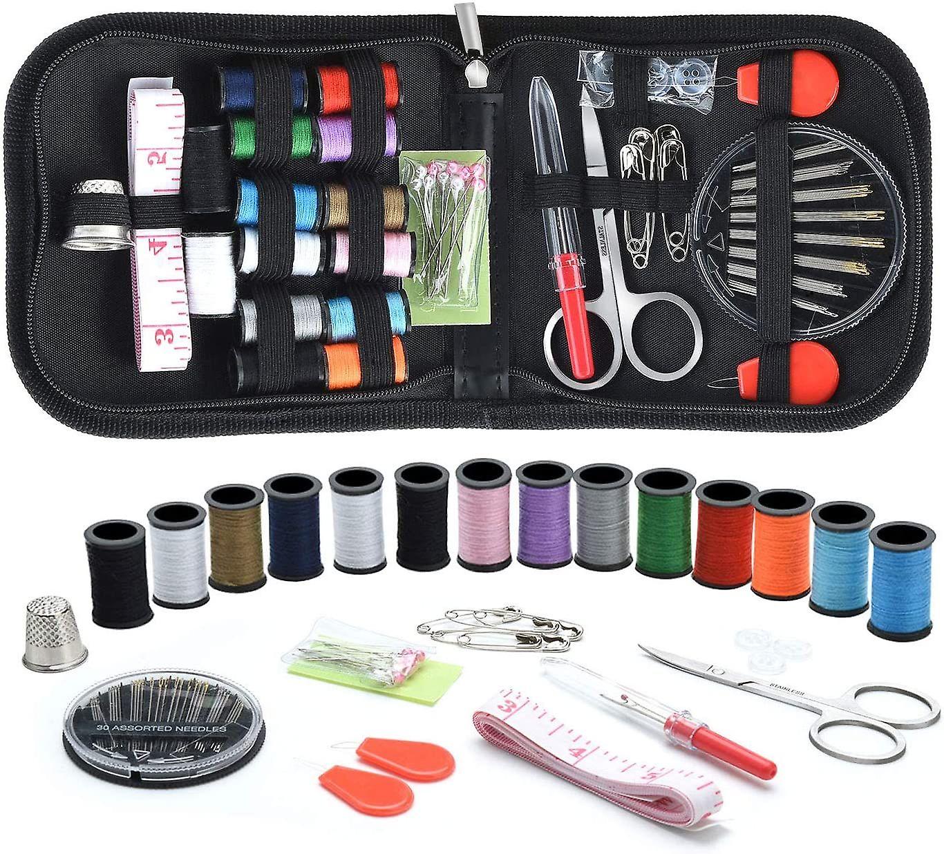 Sewing Kit Compact and Portable for Beginners and Professionals Includes Needles Thread Scissors and
