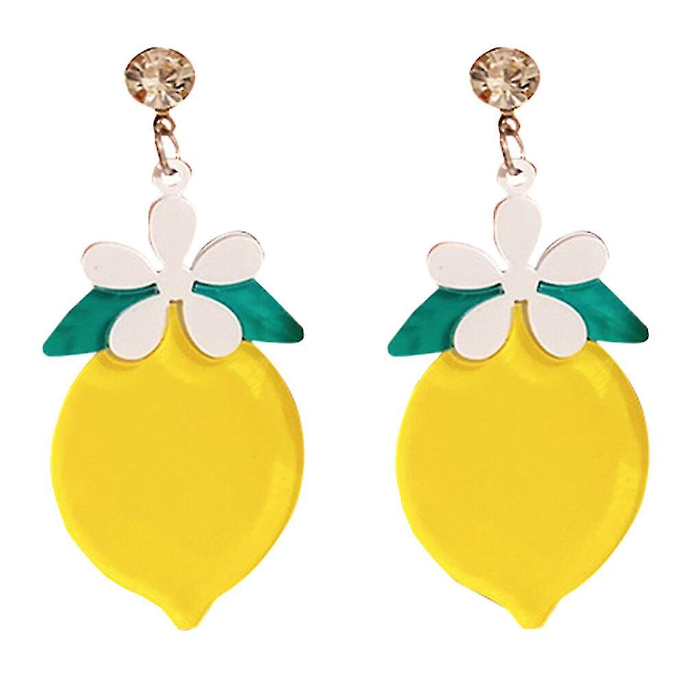 1 Paar Zitrone Blume Ohrringe Süße Frucht Ohrringe Kreative Zitrone Ohrtropfen