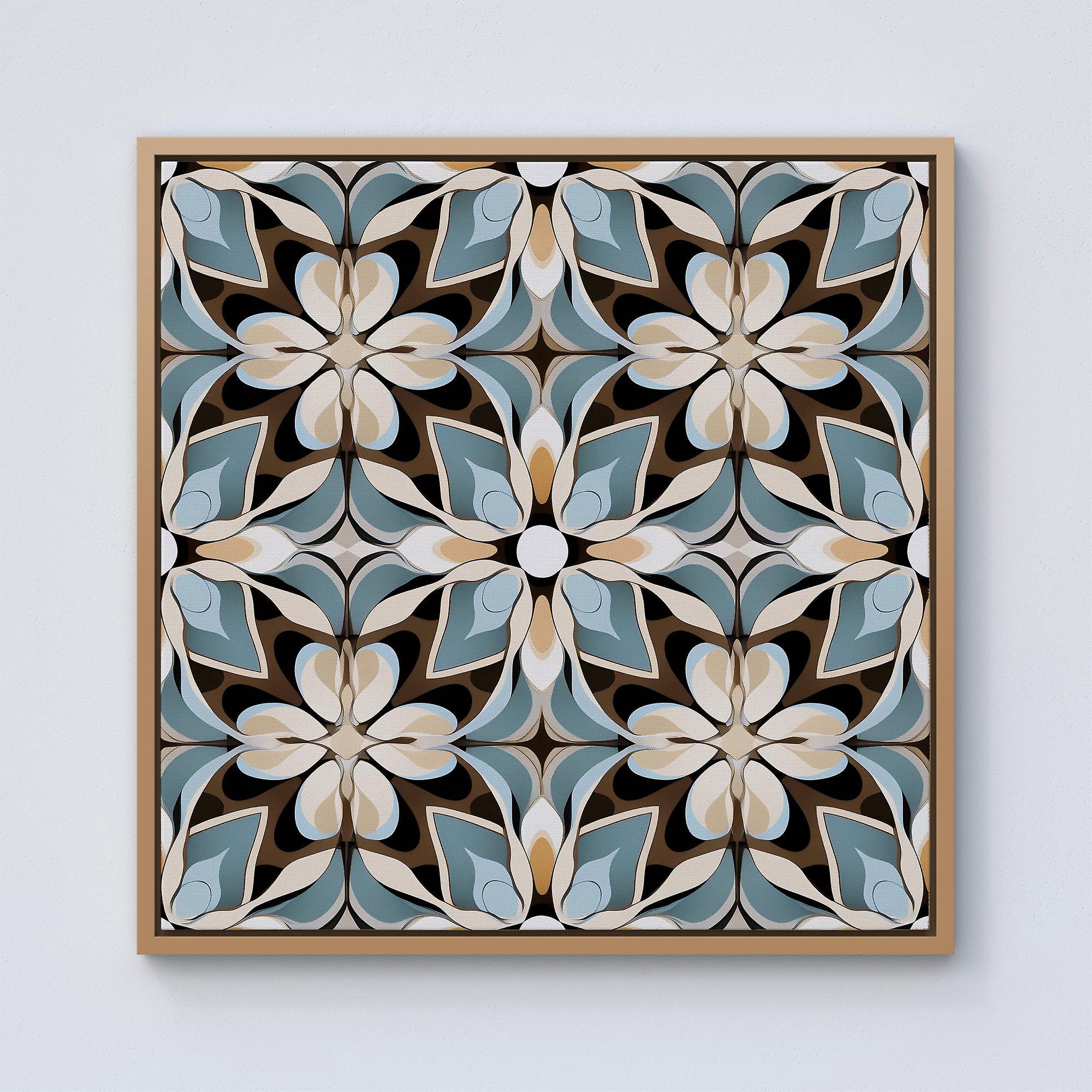 Beige And Brown Abstract Pattern Framed Canvas