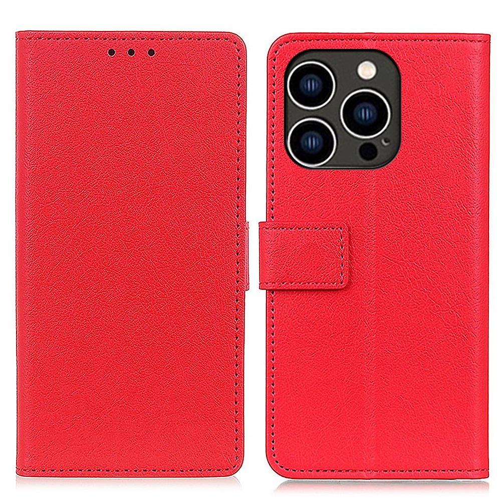 For iPhone 16 Pro Wallet Case Protective Stand Leather Phone Cover - Red
