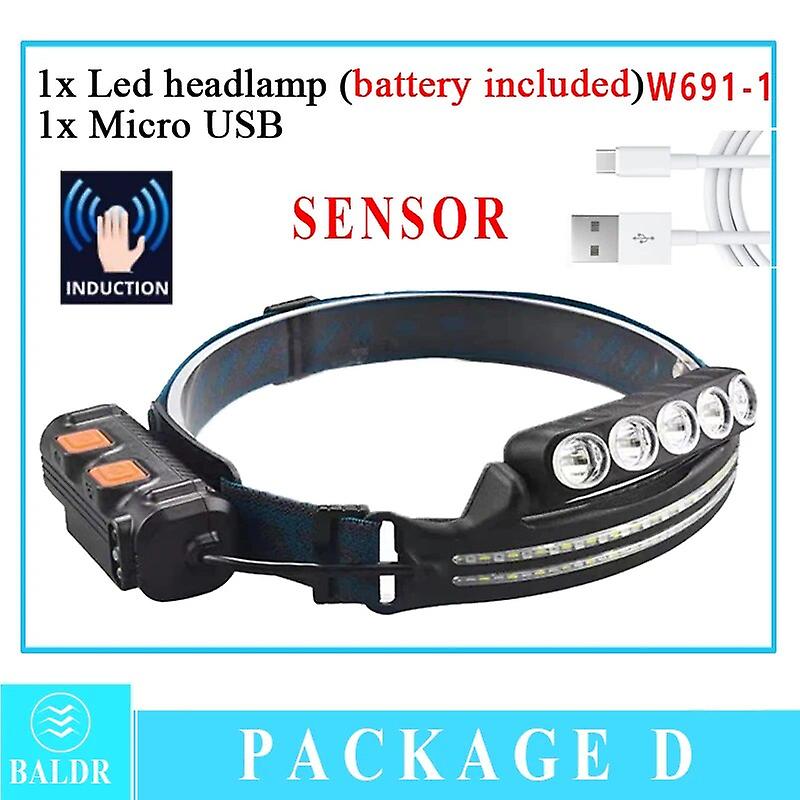 Xpg+cob Sensing Headlamp Model C Rechargeable Headlight Outdoor Multi-function Zoom Torch Led Source Fishing Work Lamp