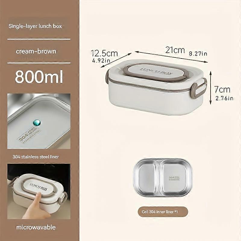 Lunch Boxes, Utensil Square Bento Box, Manual Hand Wash Portable Food Storage Container, For Office Worker, Student And Traveler, 4.9*8.2*7.0inch, Kit