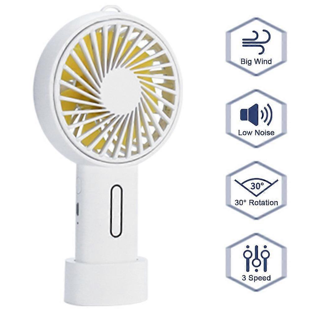 Handheld Fan Portable,Mini Hand Held Fan with USB Rechargeable Battery,3 Speed Personal Desk Table Fan with Base,Operated Small Makeup Eyelash Fan for