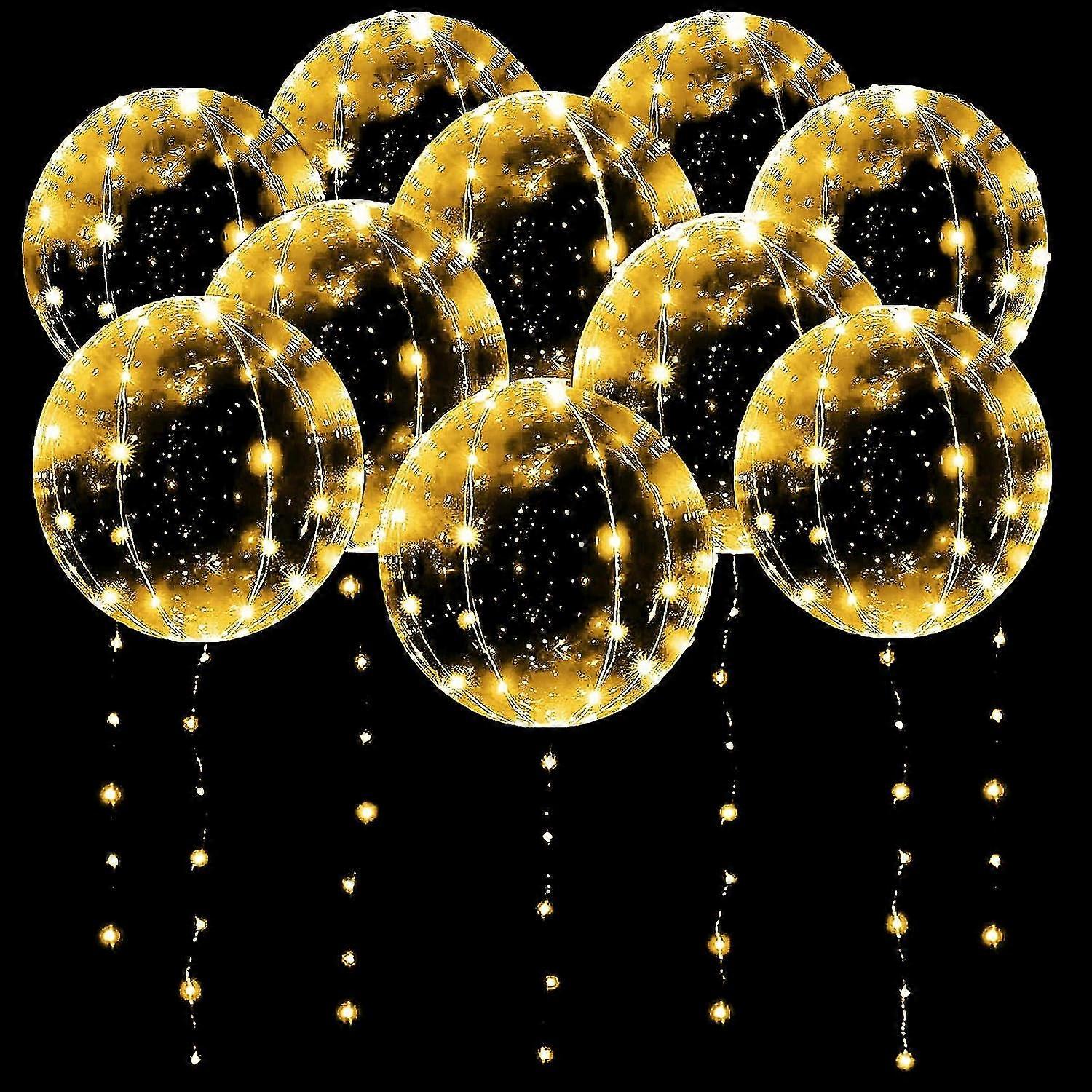 10 حزمة بالونات LED تضيء بالونات ، بالونات بوبو واضحة 20 بوصة ، بالونات هيليوم تتوهج في بالونات الظلام ، بالونات حفلة بيضاء دافئة