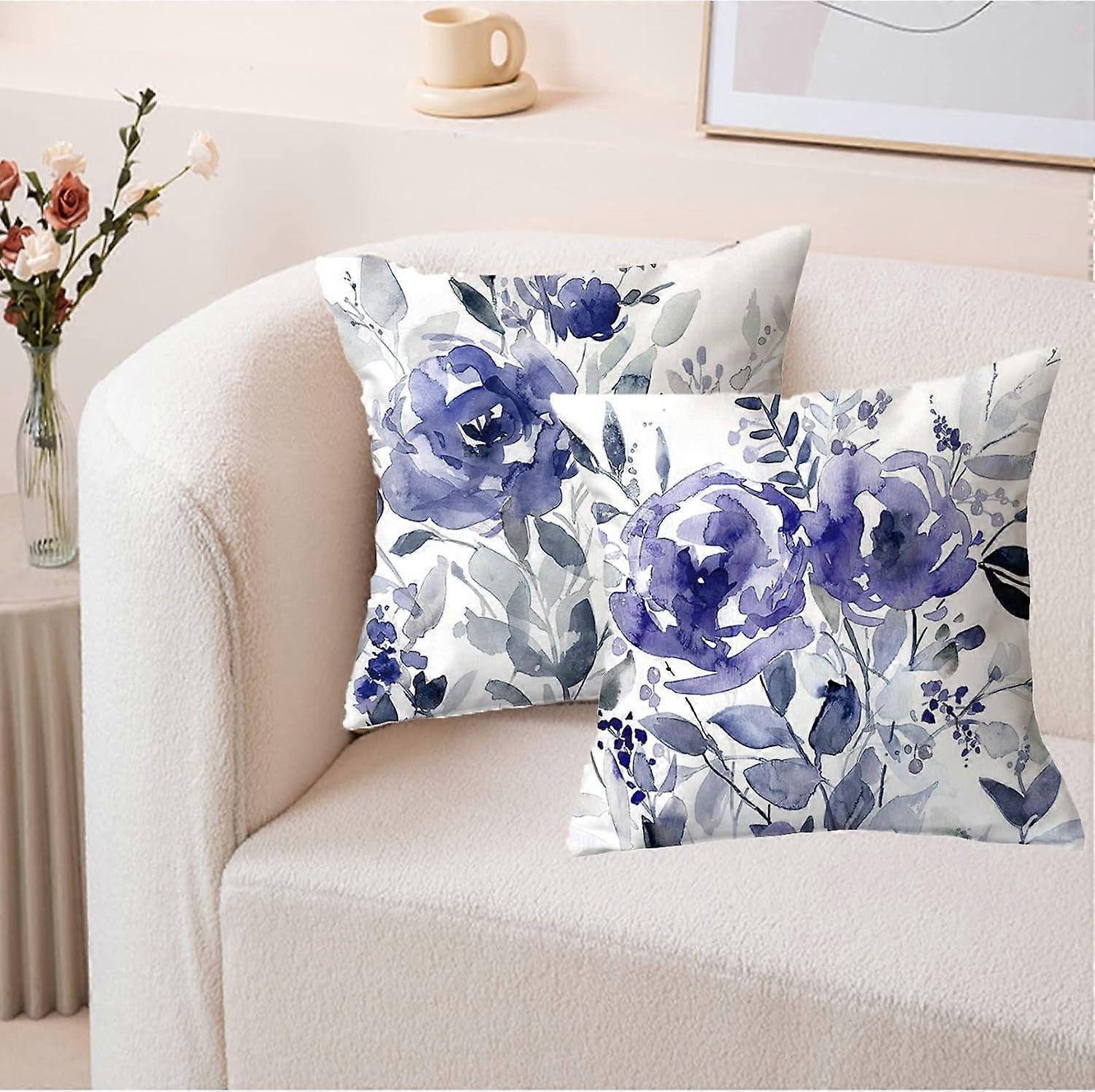 Watercolor Floral Leaves Abstract Plant Print Throw Pillows Modern