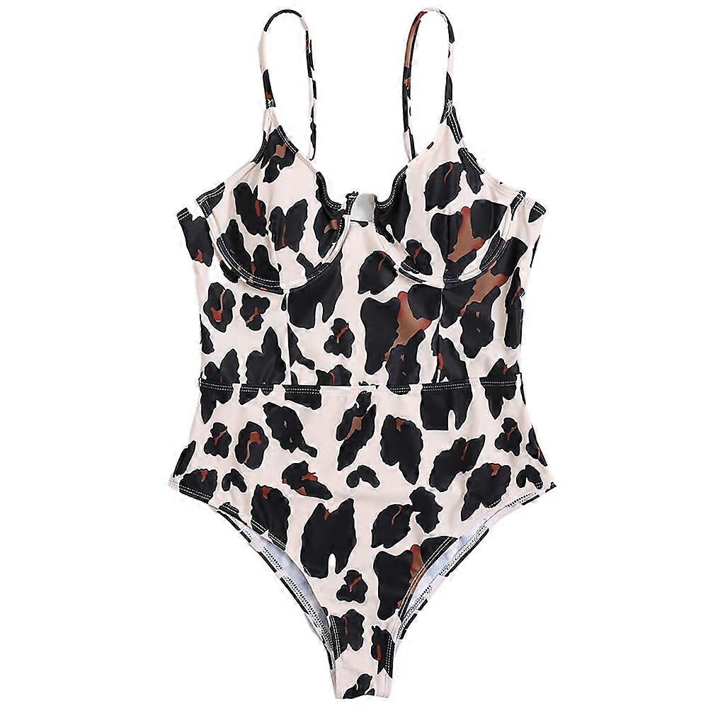 Kvinnors Dopp Nacke Cross Tillbaka High Cut One Piece Baddräkt Baddräkt