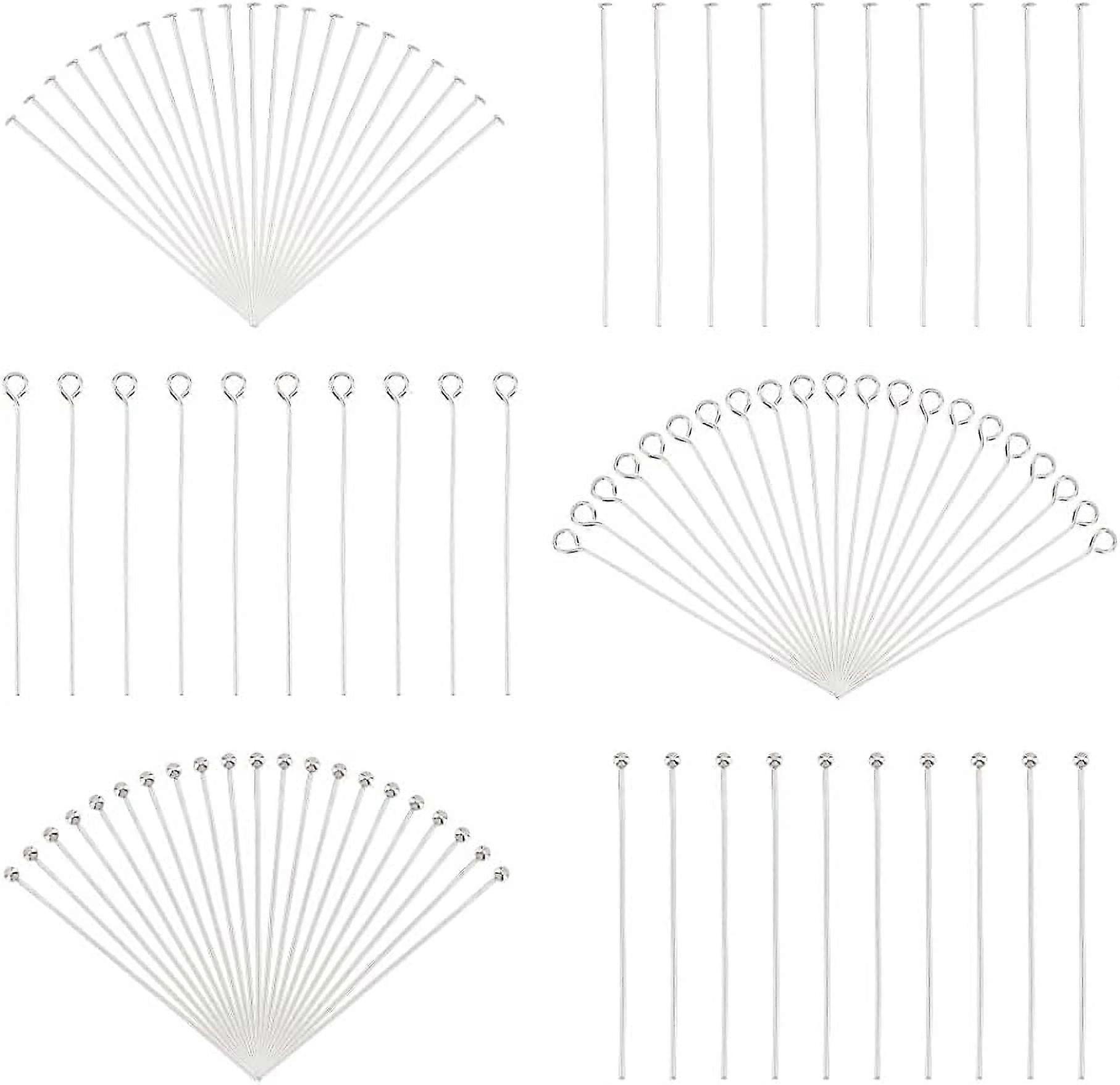 600pcs 2 Inch Head Pins Eye Pins Ball Pins 304 Stainless Steel 21 Gauge Craft Pins