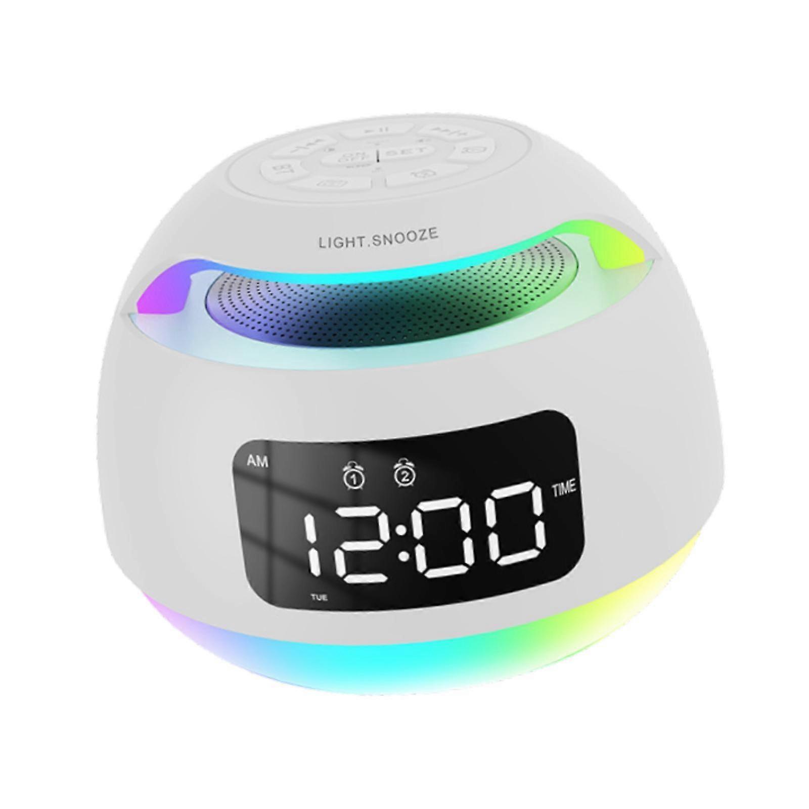 Digital Alarm Clock with Speaker Modern Car Vanity Countertop LED Desk Clock White
