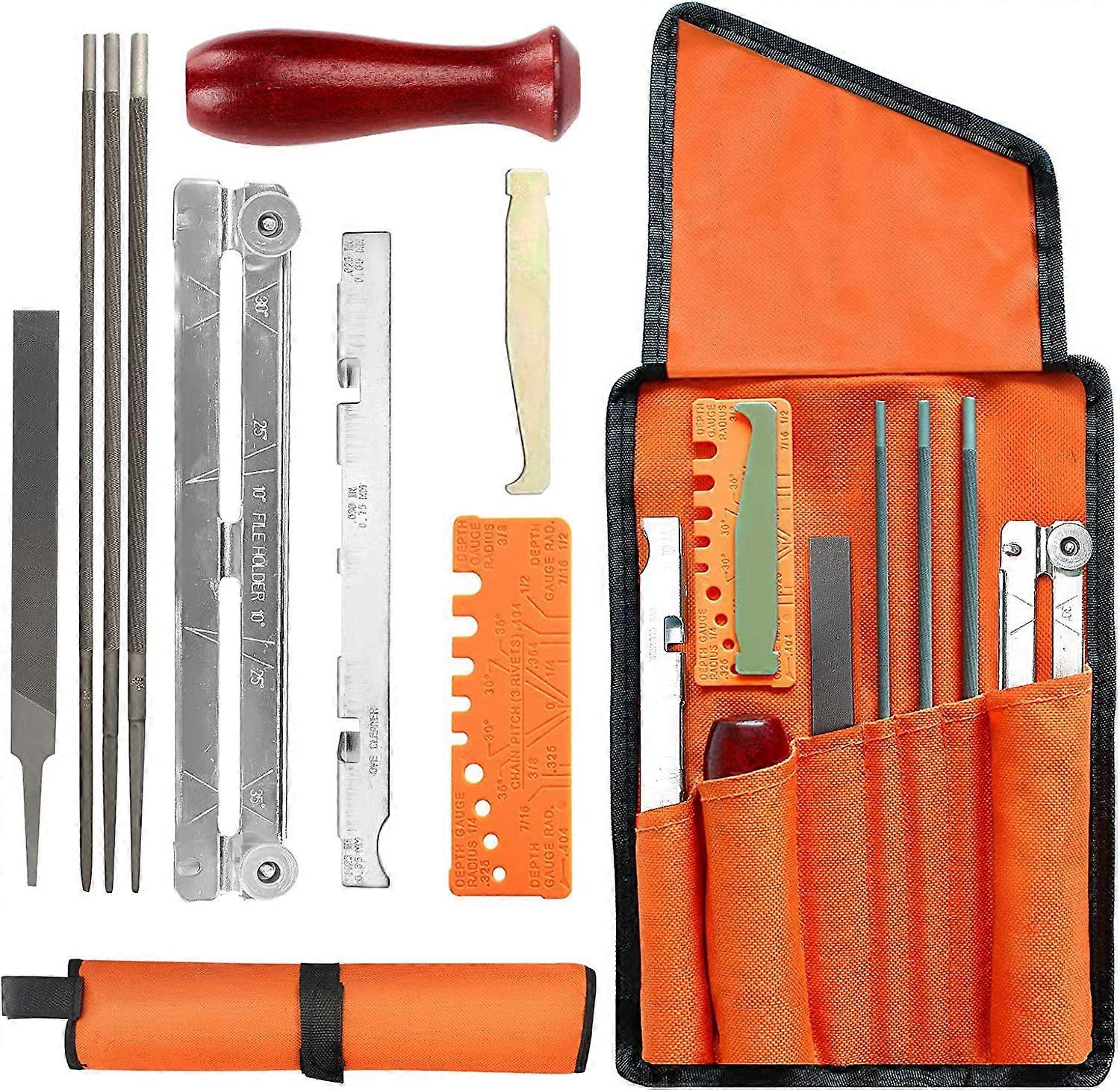 10 Pieces Professional Chainsaw Sharpener, Chain Sharpening Kit with Round File 4.0-4.8 - 5.5 mm