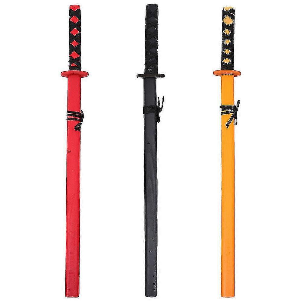3pcs Wooden Katana Wood Samurai Sword Cosplay Prop Japanese Sword Kids Toy
