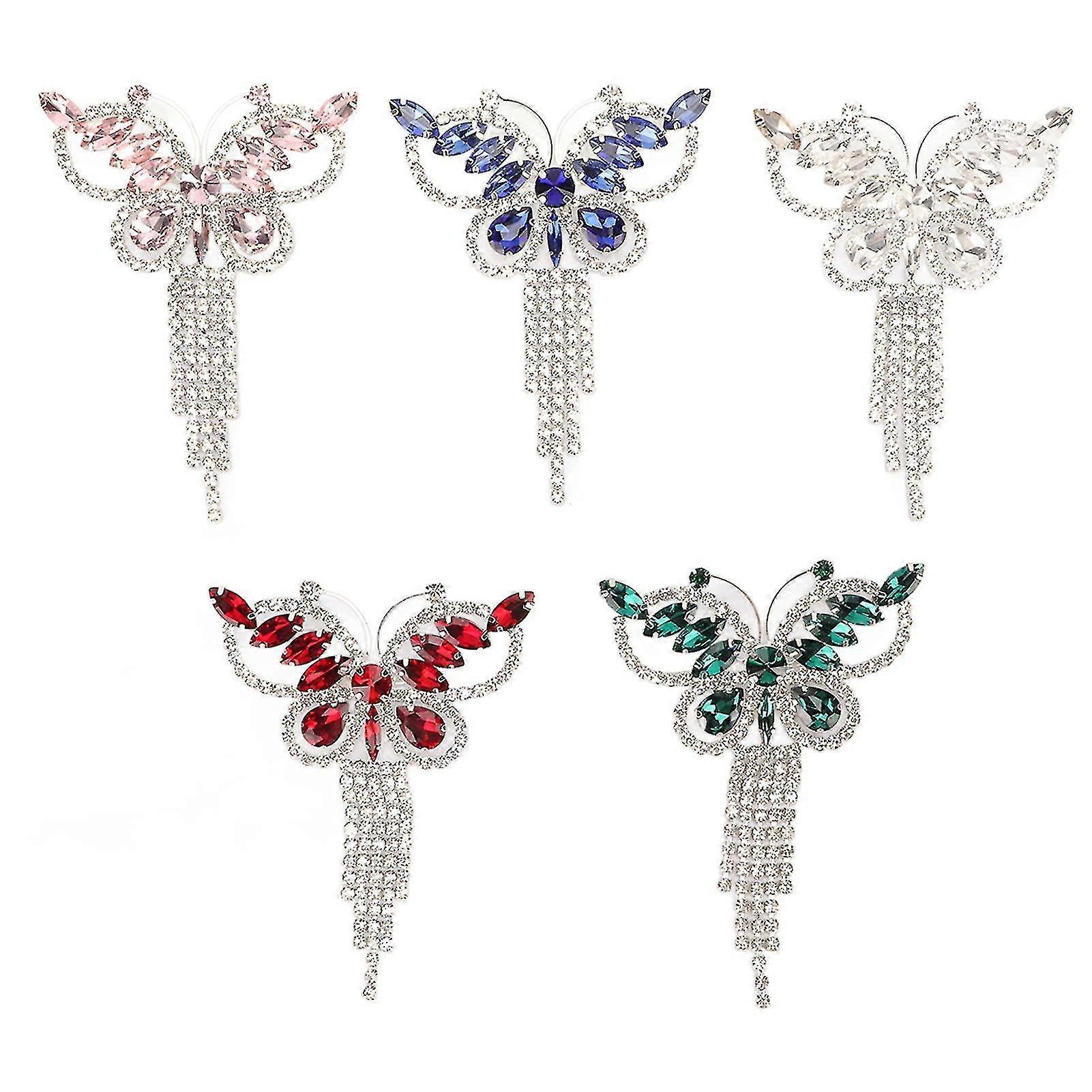 5pcsラインストーンブローチピンアソートカラーエレガントスタイル目を引くクリスタルブローチパーティーウェディングクリスマス用