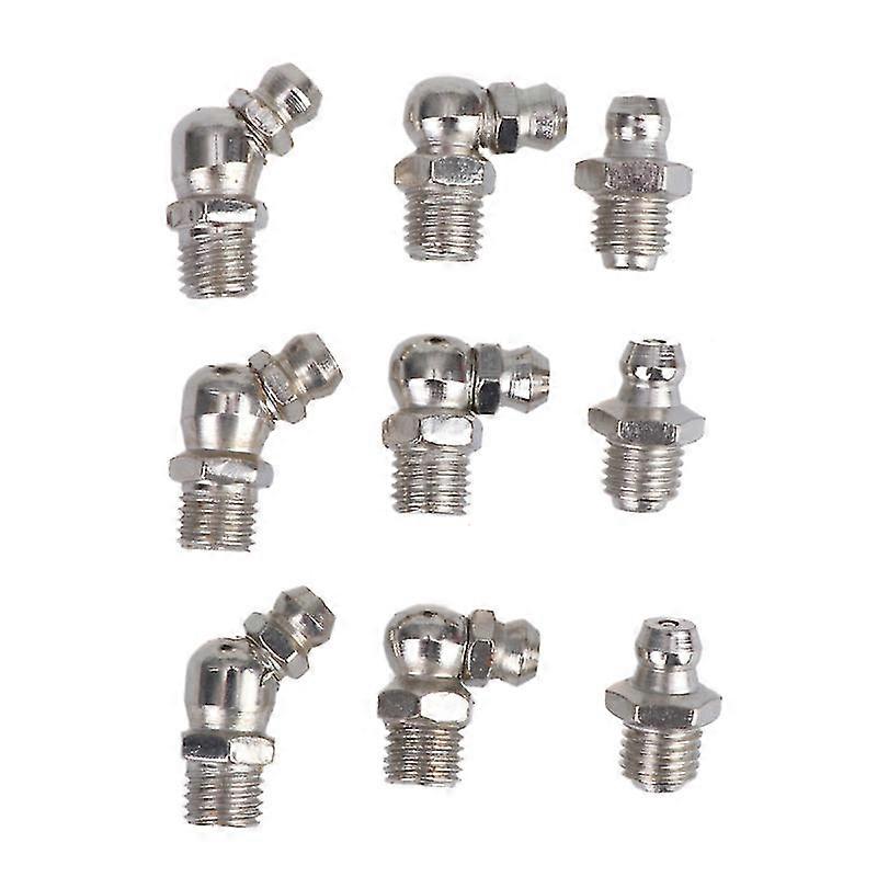45-teiliges Schmiernippel-Sortiment Set Schmiernippel Silber (M8x1 gerade + M8x1 45-Grad-Biegung + M8x1 90-Grad-Biegung)
