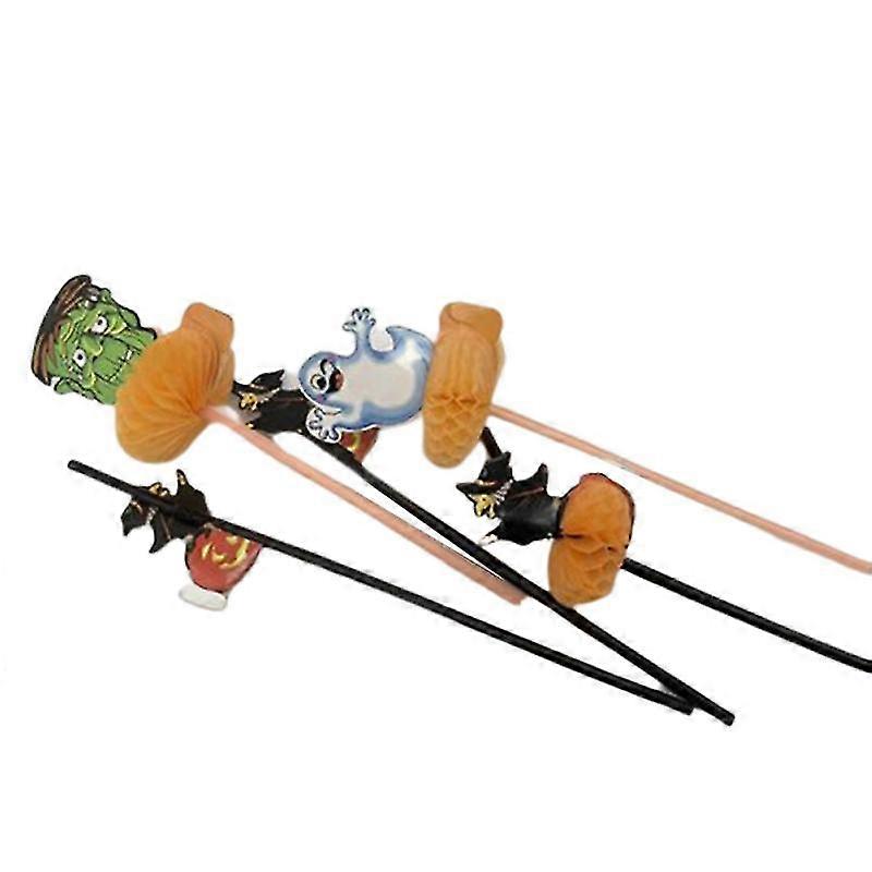 50 Pcs Halloween Pattern Stereo Party Straws Creative Straws Party Supplies For Drinking Random Pattern