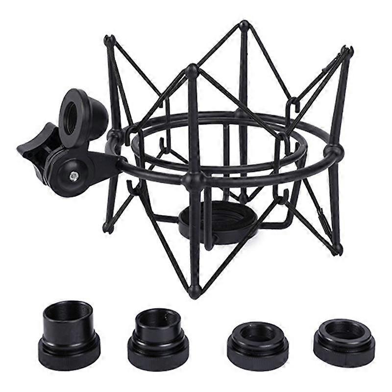 Microphone Shock Mount Adjustable Mount Recording Mic Stand Metal Bracket Pod Microphone Stand (Bla