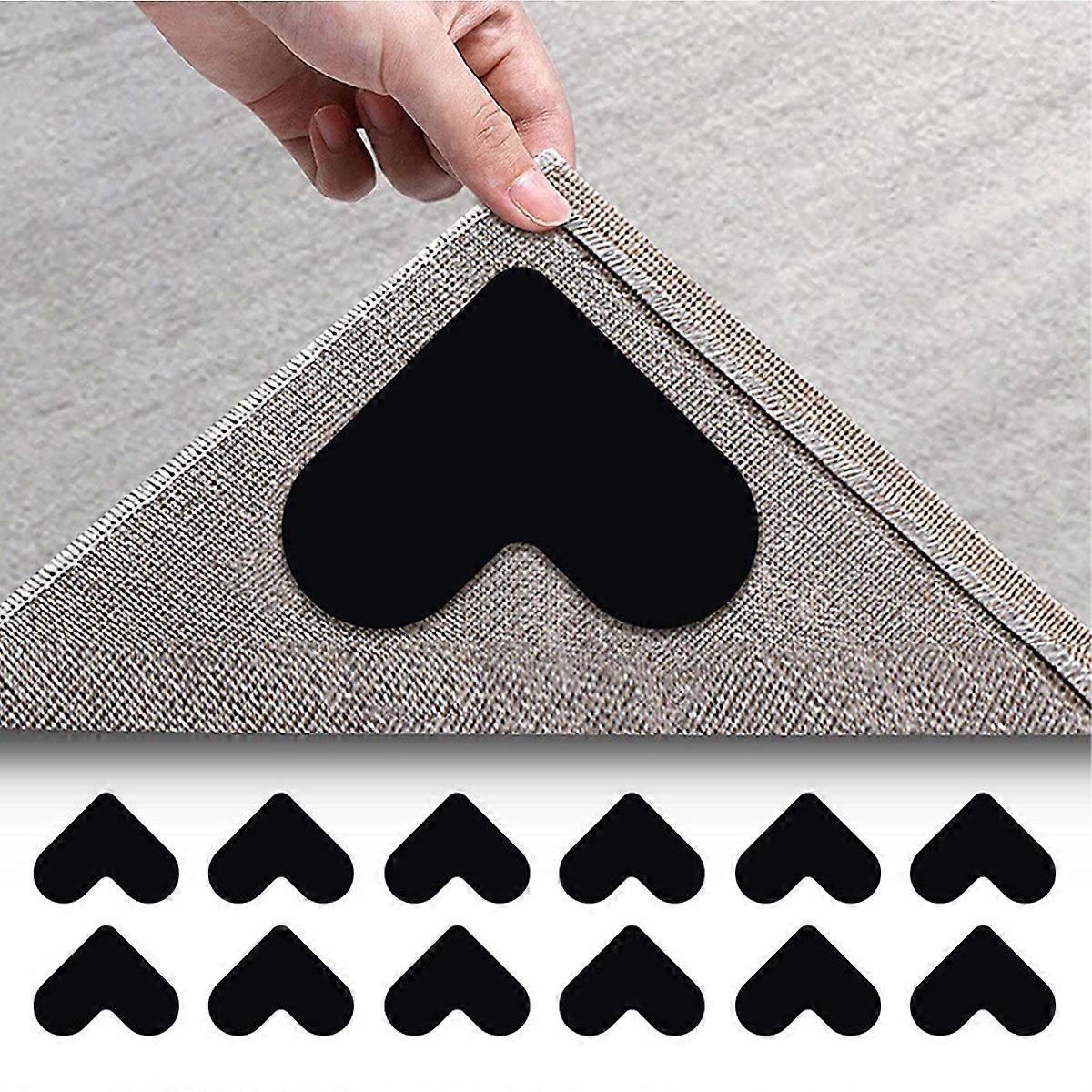 [12 stuks] Deken Gripper, Dubbelzijdig Antislip Tapijt Pads Rug Tape Stickers Wasbaar Gebied Tapijt Pad Tapijt Tape Hoek Zijgreep