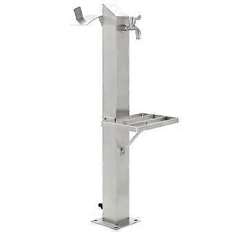 Gartenwassersäule Edelstahl Vierkant 95 cm
