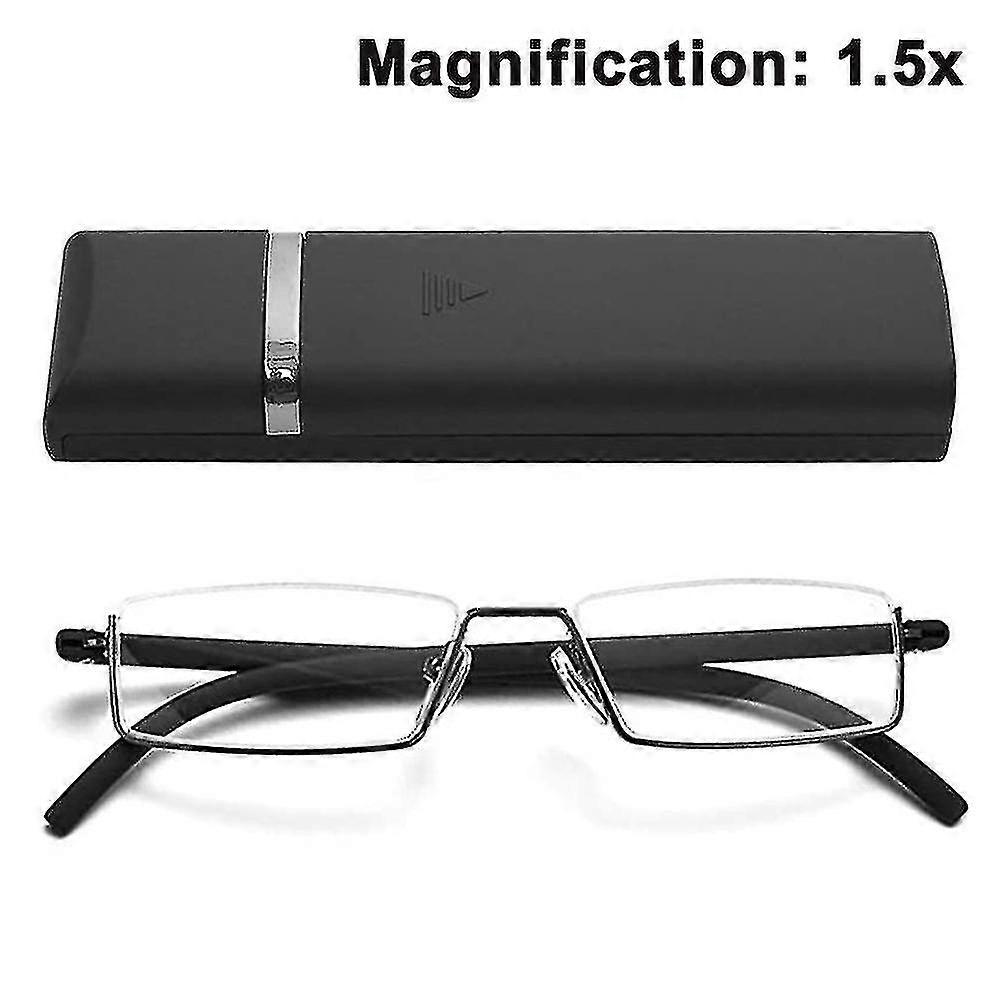 Clear Glasses Half Frame Reading Glasses For Men And Women Lightweight Computer Readers With Portable Mirror Box