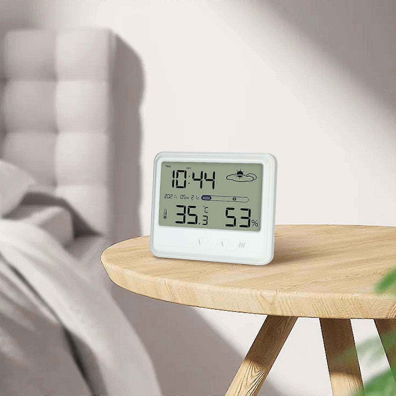 Multi-function Digital LCD Large Screen Weather Clock Indoor Temperature And Humidity Meter With Alarm Clock Weekly Calendar Weather Forecasts FLYE157