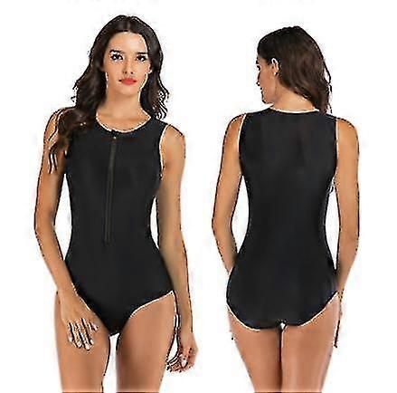Womens Rash Guard Badpak Zip Front Print Korte Mouw One Piece Badmode