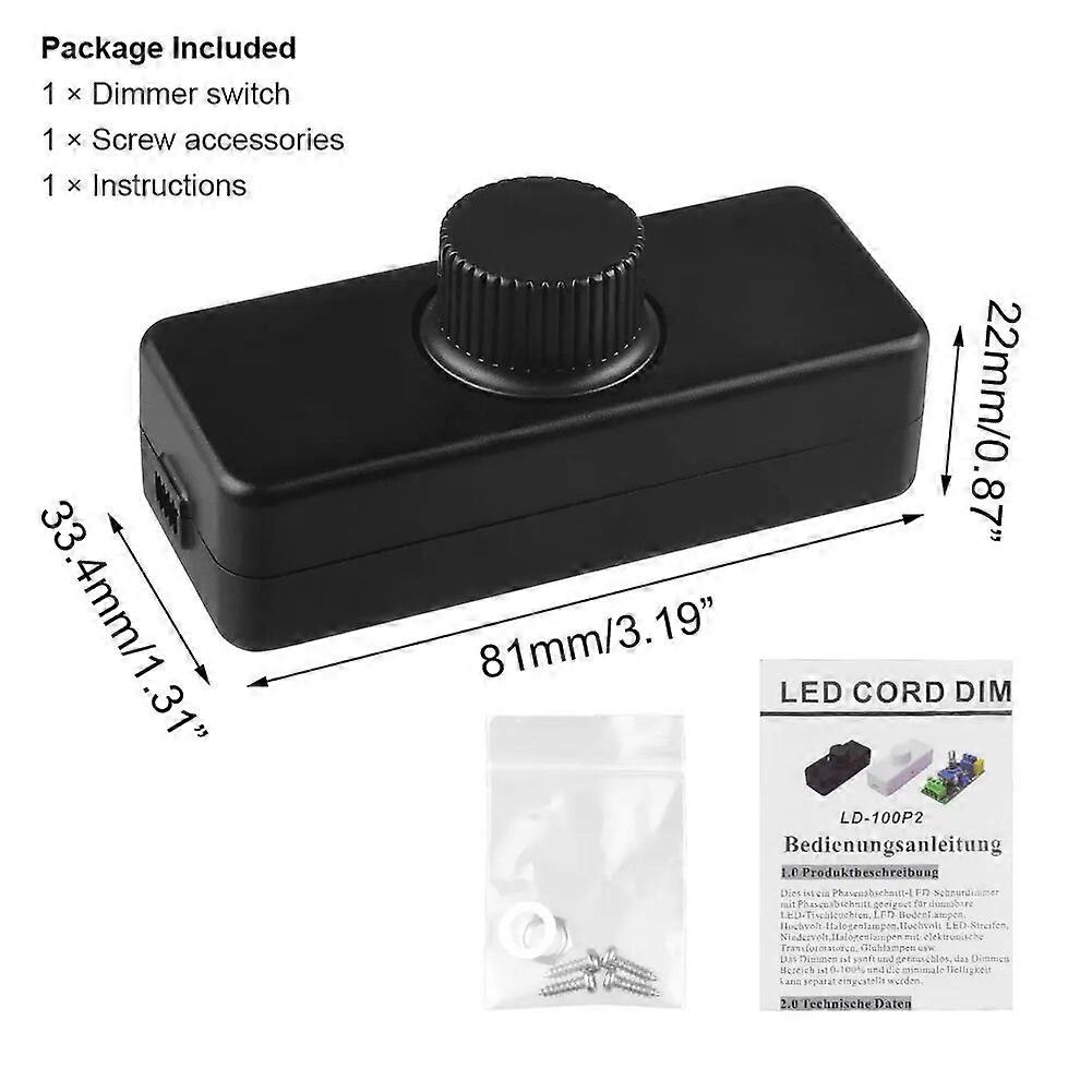 LED Dimmer Switch for Incandescent Halogen Bulb Lamp Lights Switch Lighting Button Controller 220V-240V Adjustable Dimmable 100W