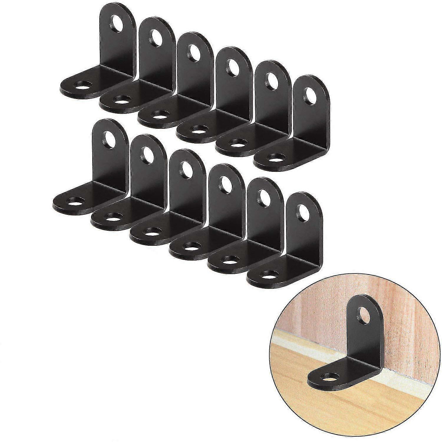 Auspicious- 20 Pcs 90 Degree Right Angle Fixing Bracket, 26 X 26 Mm Angle Bracket Steel Corner Bracket Corner Bracket, Black Assembly Bracket For Fixi