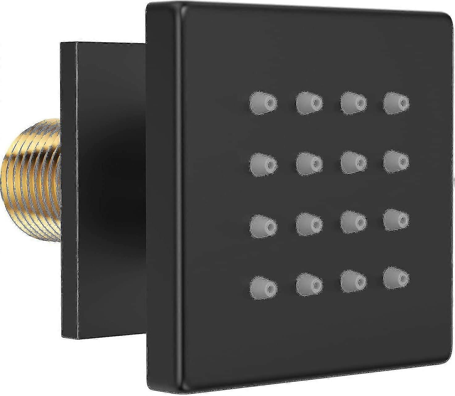 Square Shower Jets, Brass Shower Body Spray Massage Nozzle Wall Jets Can 360 Swivel, Npt 1/2- 1pcs (matte Black)
