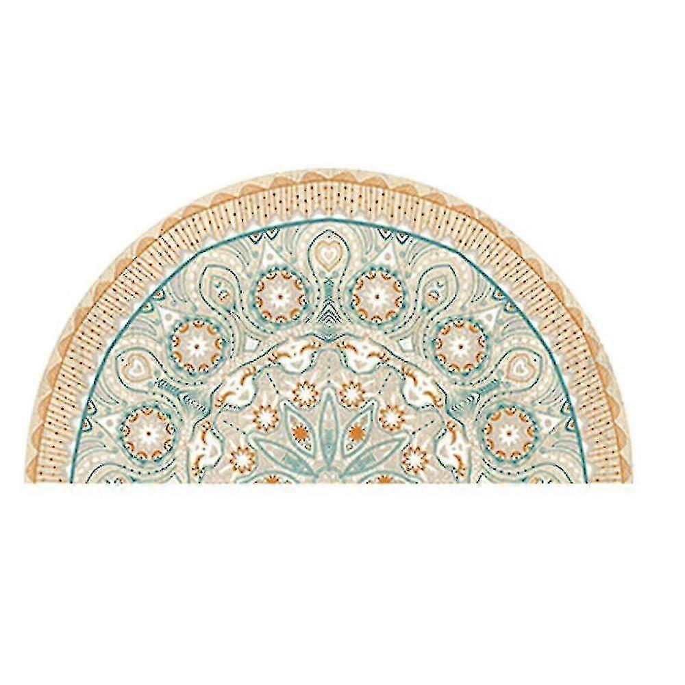 Doormat Semicircular Non-slip Carpet Crystal Pile Carpet Vintage Semicircular Doormat (50 * 100cm)