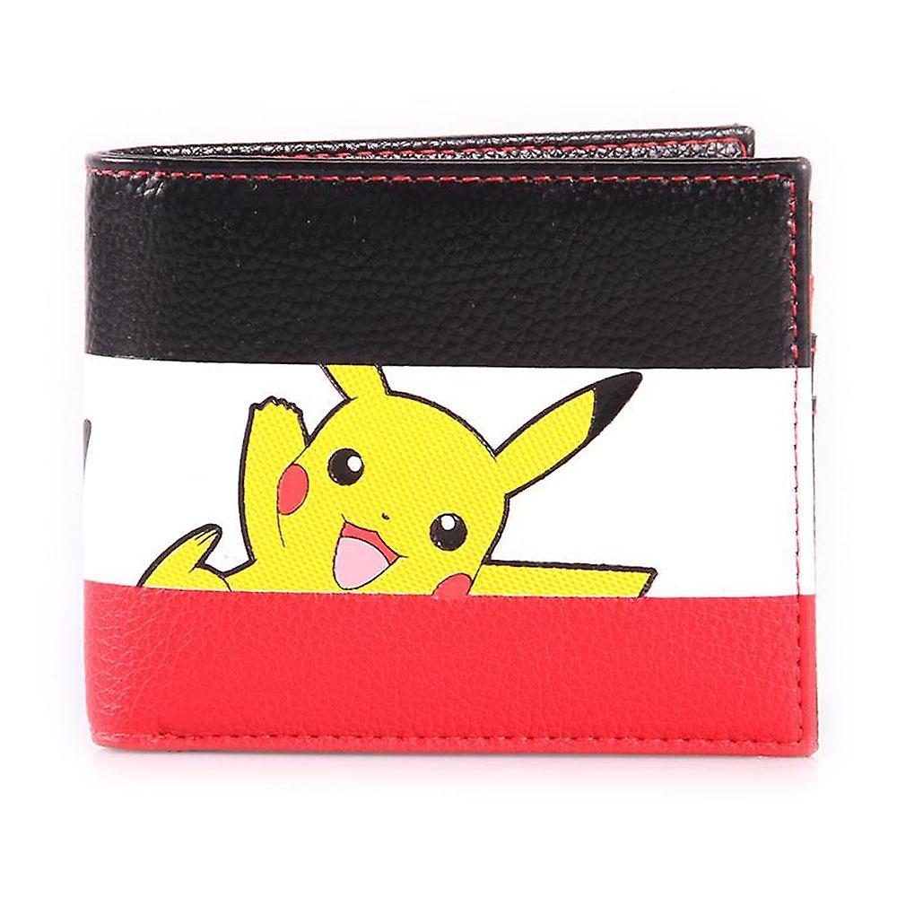 Pokemon Pikachu Striped Tri-colour All-Over Print Bi-fold Wallet