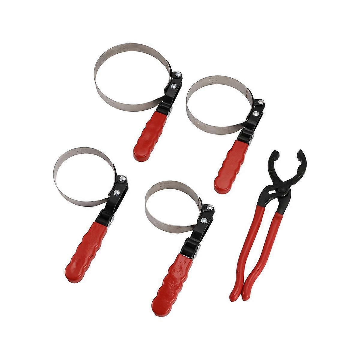 5PCS Standard Oil Filter Swivel Wrench Set 2-3/4 - 5-1/4 Inch Adjustable Oil Filter Pliers Oil Filt